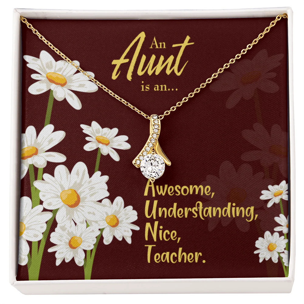 To My Aunt Aunt Ribbon Necklace Gold Tone Standard Box